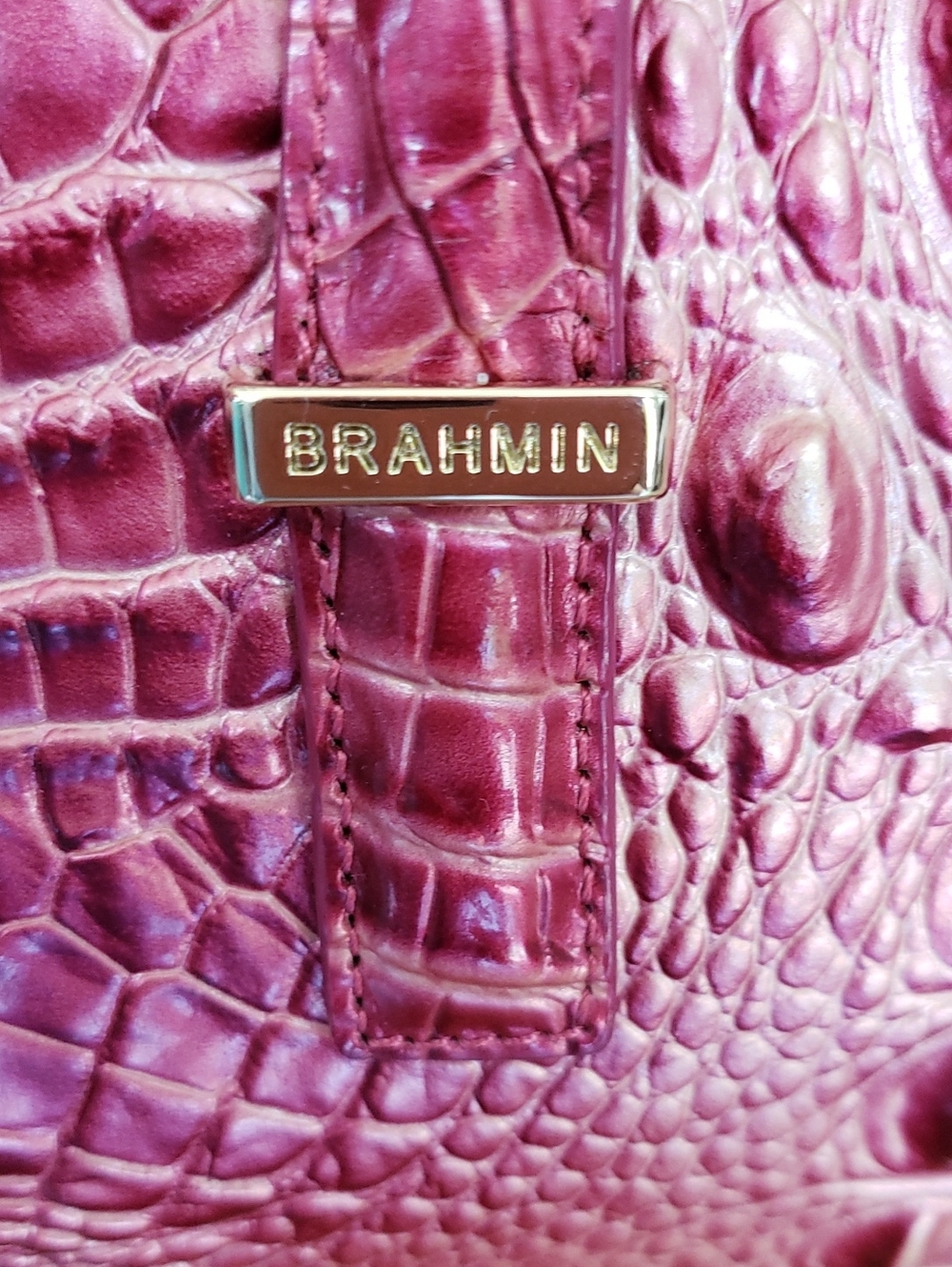 Brahmin Claire Croc-Embossed Leather Satchel - Picture 4 of 5